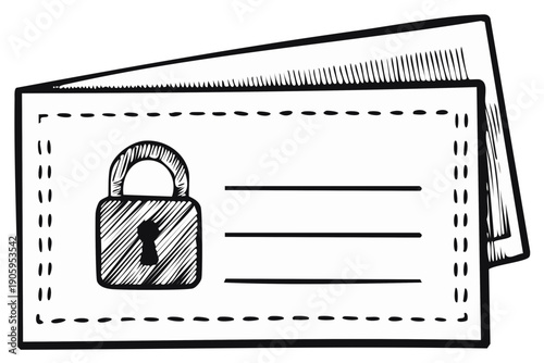 Security concept, card or ID, with padlock illustration