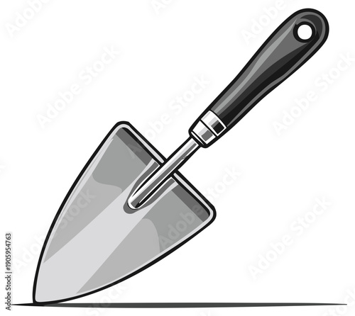 Cartoon Trowel Illustration: Gardening Hand Tool Equipment for Planting and Cultivation Activities