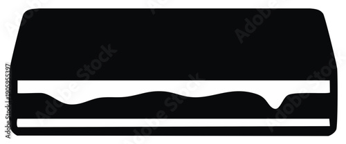 Minimalist layered food icon with wavy filling graphic design element