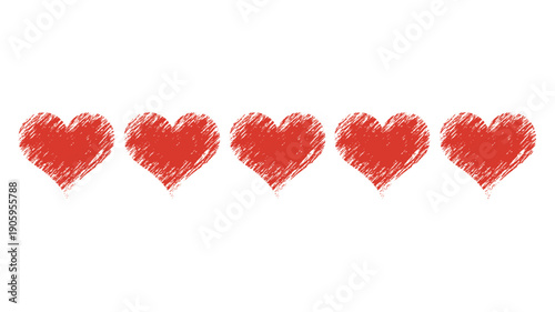 red hand drawn heart symbols in modern elegant style for love themed cards posters and branding graphics today