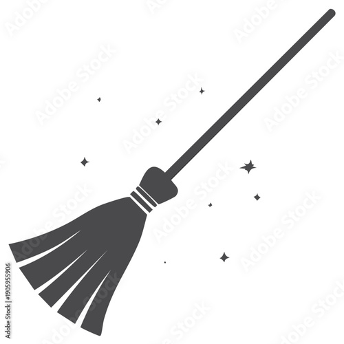 Magical broomstick with sparkling effects symbolizes witchcraft and fantasy