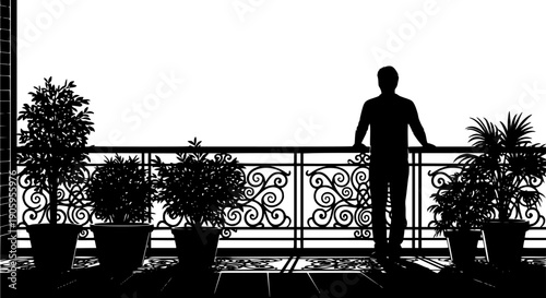 balcony silhouette vector illustration
