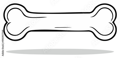 Hand Drawn Cartoon Dog Bone Icon Minimalist Style Line Art