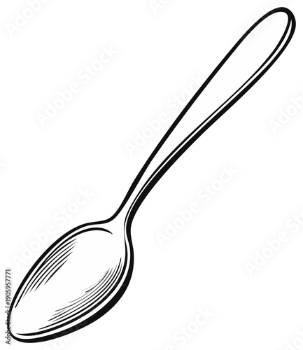 Elegant Spoon Sketch Illustration: Vintage Style Cooking Utensil Graphic Art