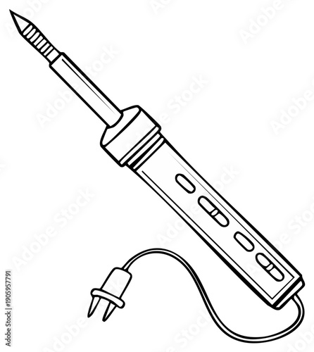 Soldering Iron Line Art Illustration for DIY Electronic Projects and Repair