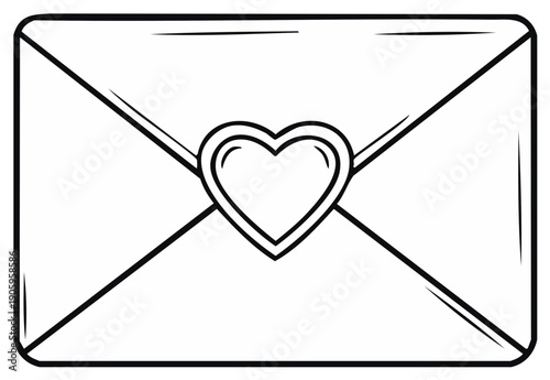Heart-shaped seal on closed envelope, romantic love letter or greeting concept