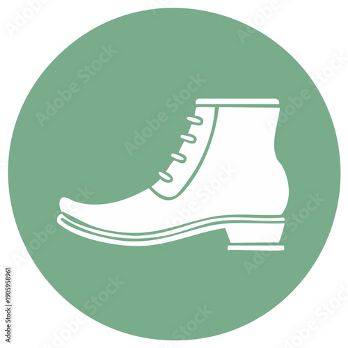 Vintage lace-up boot flat design icon with long shadow
