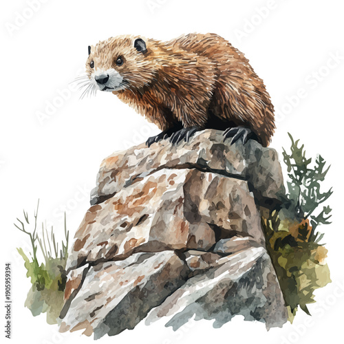 watercolor of Mole draw, isolated on a white background.