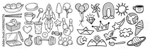 Hand drawn everyday objects and miscellaneous doodle collection