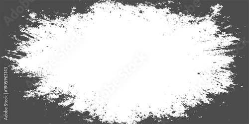 Abstract grunge background design featuring a dirty black ink splat frame with paint texture spray and vector splatter border illustration on a dark silhouette stain pattern