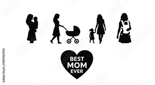 Family life stages depicted in black silhouettes
