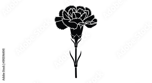 Elegant carnation flower design in a striking black silhouette