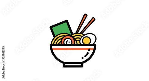 Noodle soup illustration on white background