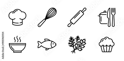 Culinary and kitchen utensils icons
