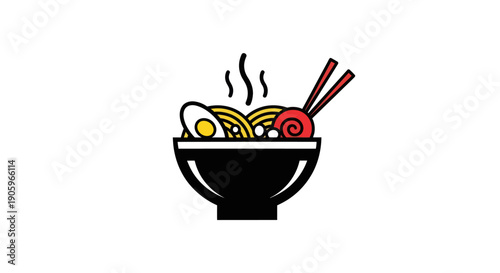 Noodle soup illustration with chopsticks