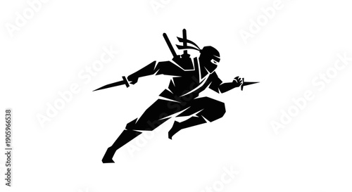 Ninja warrior silhouette in action