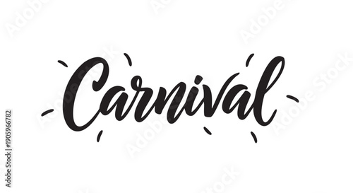 Handwritten carnival text isolated on transparent background