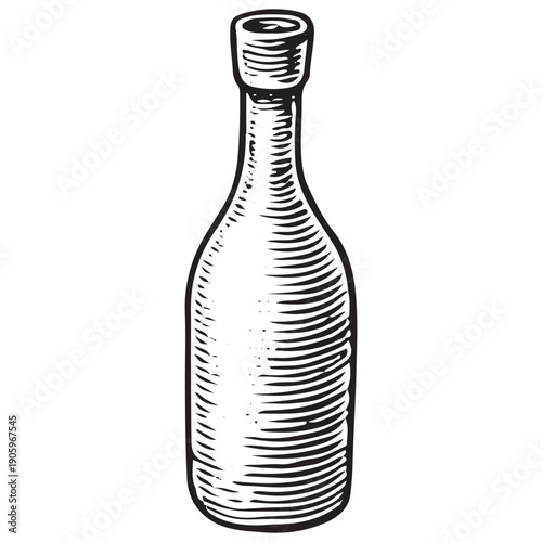 Vintage Medieval Glass Bottle Engraving Retro Rustic Tavern Flask Illustration Antique Woodcut Line Art