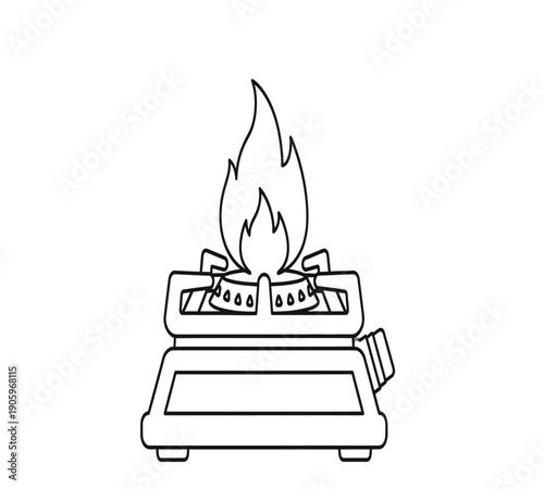 A black and white drawing of a toaster on fire