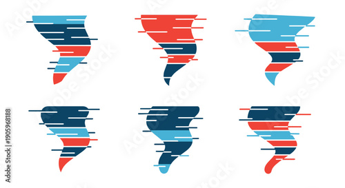 Tornado Line art vector set