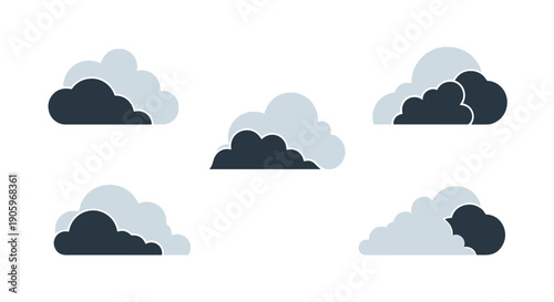 Storm Cloud Line art color flat design