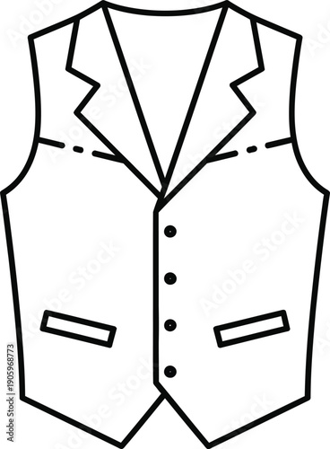 Classic Formal Men's Waistcoat Vector Illustration Isolated on White Background for Fashion Design