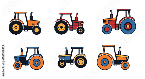 Tractor Line art color simple design