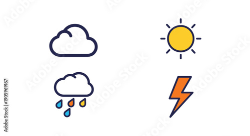 Weather Map Line art color illustration