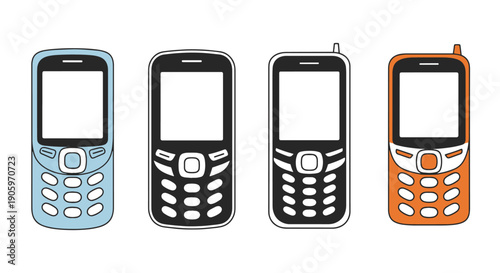Billede på lærred Feature Phone Line outline illustration