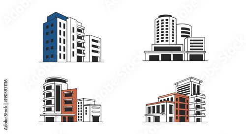 Condominium Line art illustration