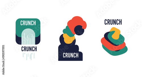 Crunch Line art luxury color outline design