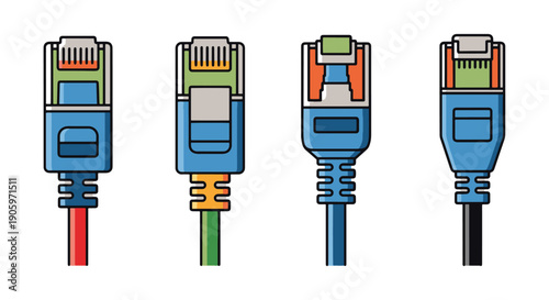 Ethernet Cable Line art vibrant color