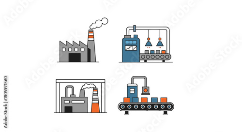 Factory Line art digital illustration