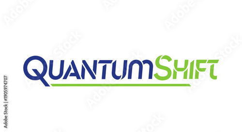 Quantum Shift logo design with blue and green text on white background.