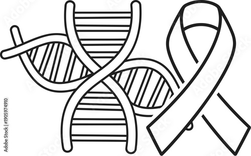 Medical symbol combining dna helix and awareness ribbon