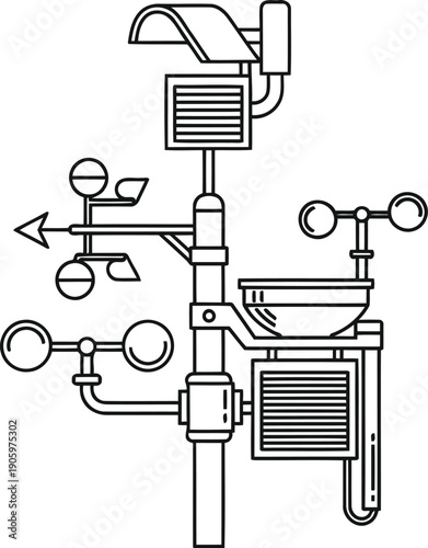 Diagram of a mechanical vacuum pump system with valves and pressure gauge