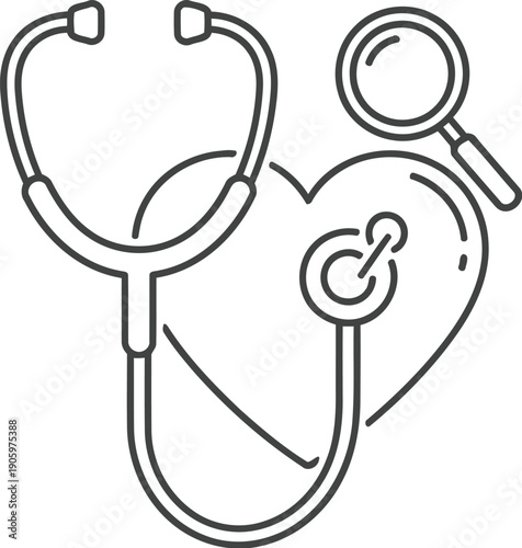 Medical stethoscope icon with a pair of crossed arms symbolizing healthcare profession