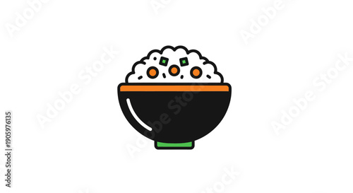 Rice bowl icon on white background