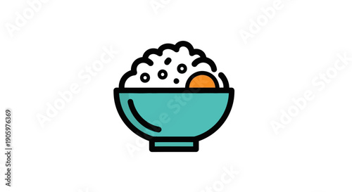 Rice bowl icon on white background