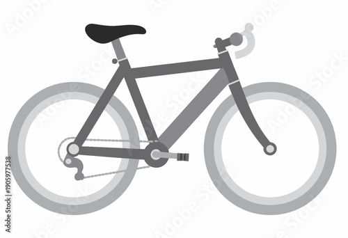 Minimalist Gray Bicycle Illustration Highlighting Frame, Wheels, Pedals, and Handlebars with a Simple and Clean Design for Graphic Design Projects