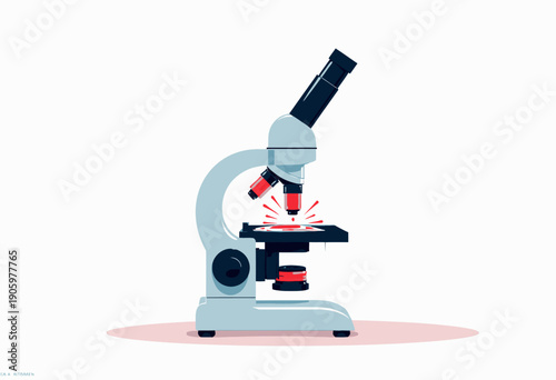 Detailed Illustration of a Modern Scientific Microscope in a Laboratory Setting for Educational and Research Purposes