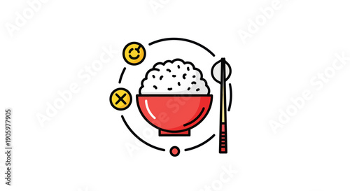 Rice bowl with chopsticks icon