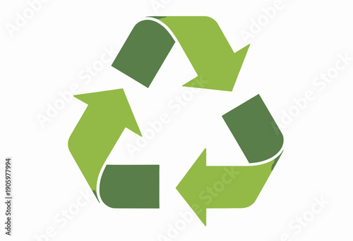 Circular Green Recycle Symbol with Intertwined Arrows Signifying the Process of Environmental Sustainability and Waste Minimization
