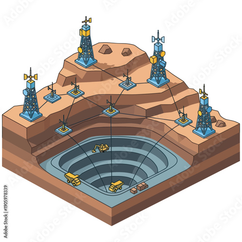 Oil Rig Platform with Derricks and Machinery.