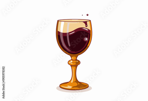 Elegant Artistic Illustration of a Wine Glass Filled with Rich Red Wine Against a Clean White Background Capturing the Essence of Wine Culture