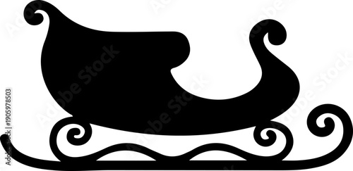 Santa claus sleigh silhouette isolated. Christmas sleigh flat illustration isolated. Festive decorative element design.