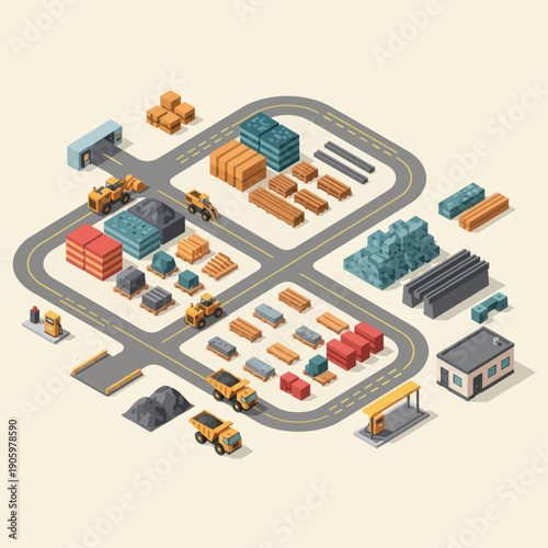 Logistics and Transportation Hub with Containers.