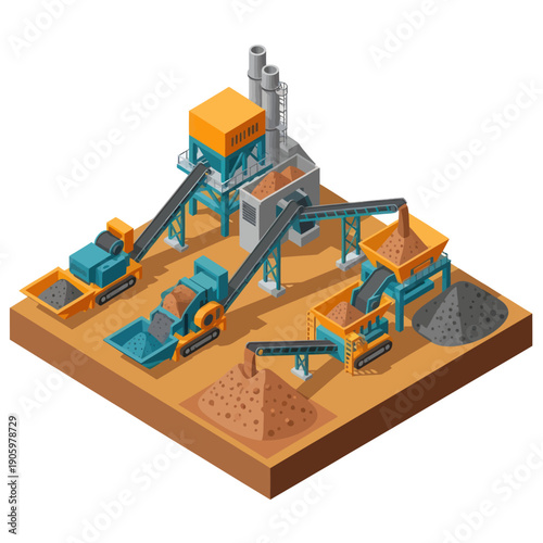Industrial Mining Facility with Machinery Equipment.