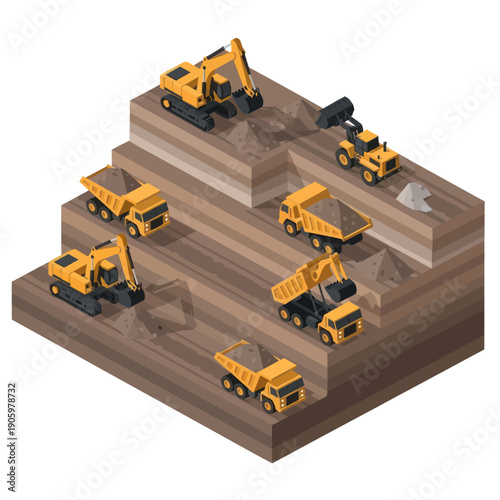 Collection of Yellow Toy Construction Vehicles.