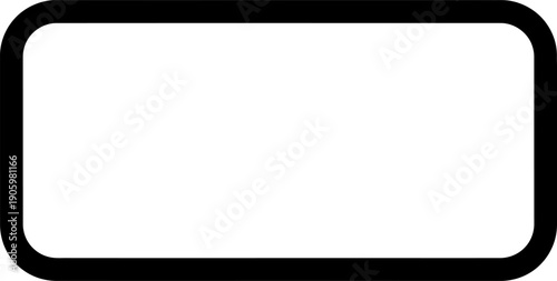 A simple black rectangular outline with rounded corners on a white background